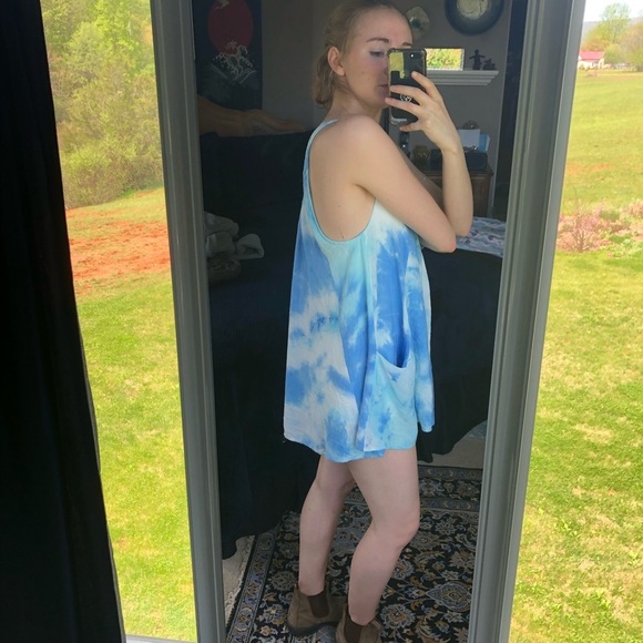 TOBI Tie Dye Mini Swing Foley Dress Small Blue - Picture 3 of 3